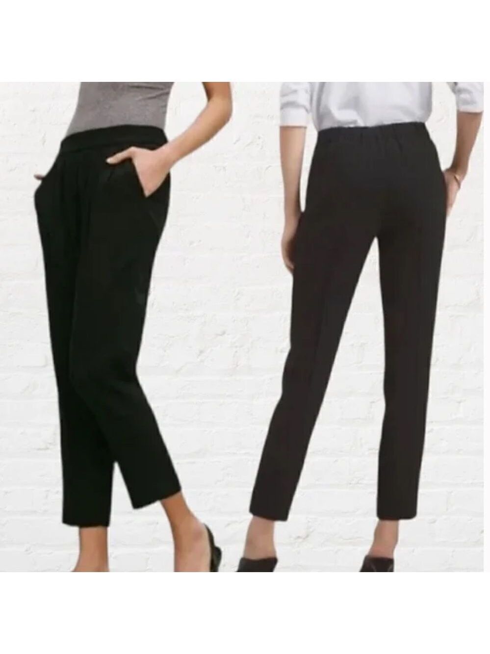 Aritzia Babaton Cohen Faux Suede Pull Up Cropped Trouser Pants in Black Size 6